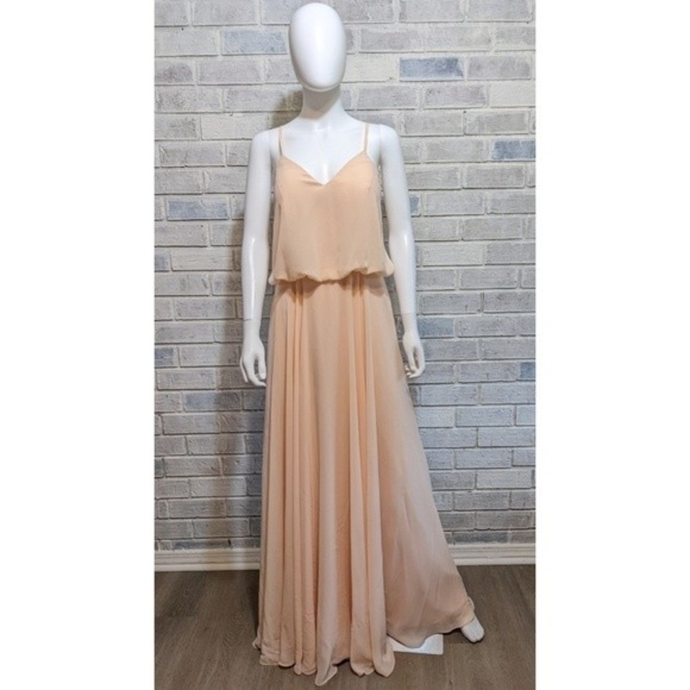 Bridesmaid's dress pale pink draped spaghetti straps sz 12